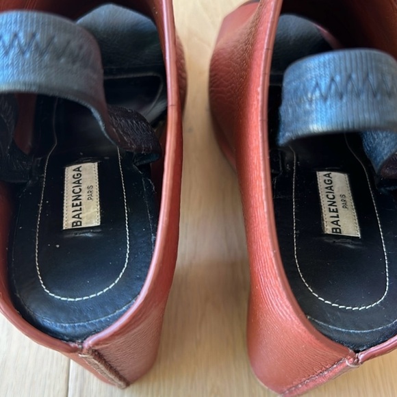 Balenciaga Brown Leather Slingback Platform Heels - Picture 10 of 14